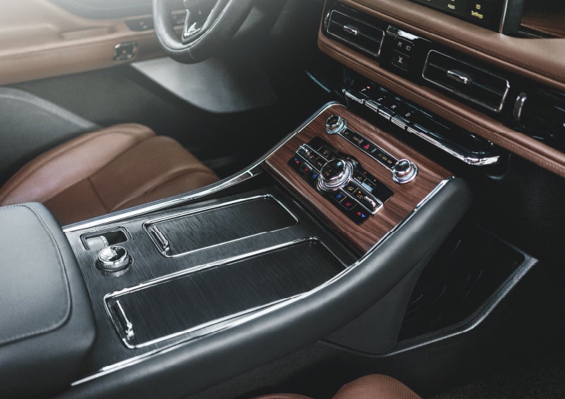 The front center console of a 2024 Lincoln Aviator® SUV is shown | West Point Lincoln in Houston TX